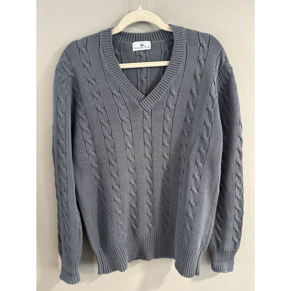 Vintage Berman-Bach Men's‎ Sweater Blue Small Fisherman Core